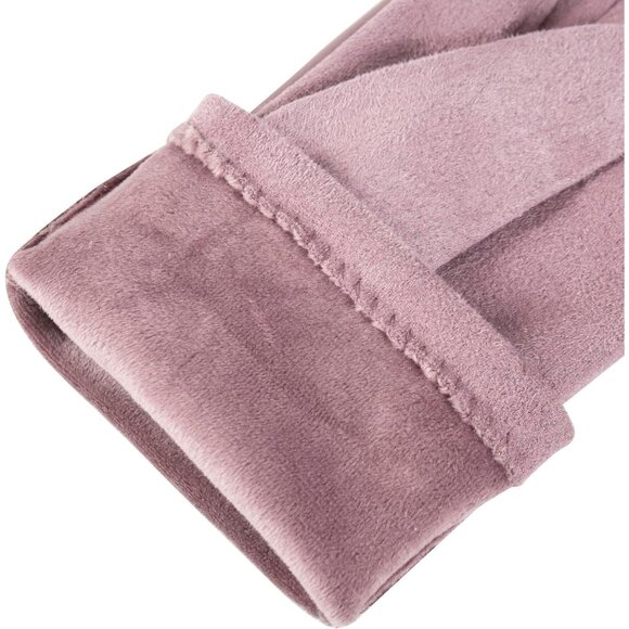 Women's Light Purple Winter Fashion Leather Windproof Suede Driving Dress Gloves - Picture 5 of 7